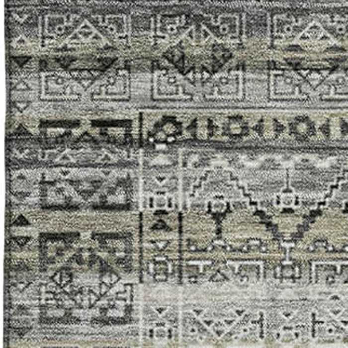 10' X 14' Striped Washable Area Rug With UV Protection (717845) - Pewter / Charcoal