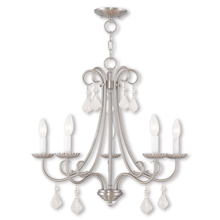 22" Five-Light Dimmable Chandelier With Shades - Nickel