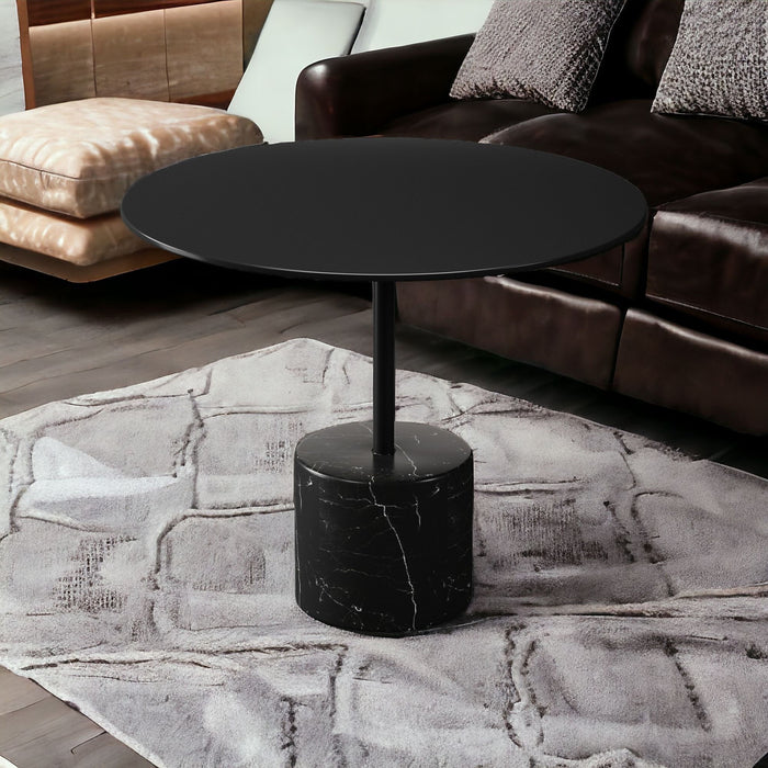 Steel And Stone Round Coffee Table - Black