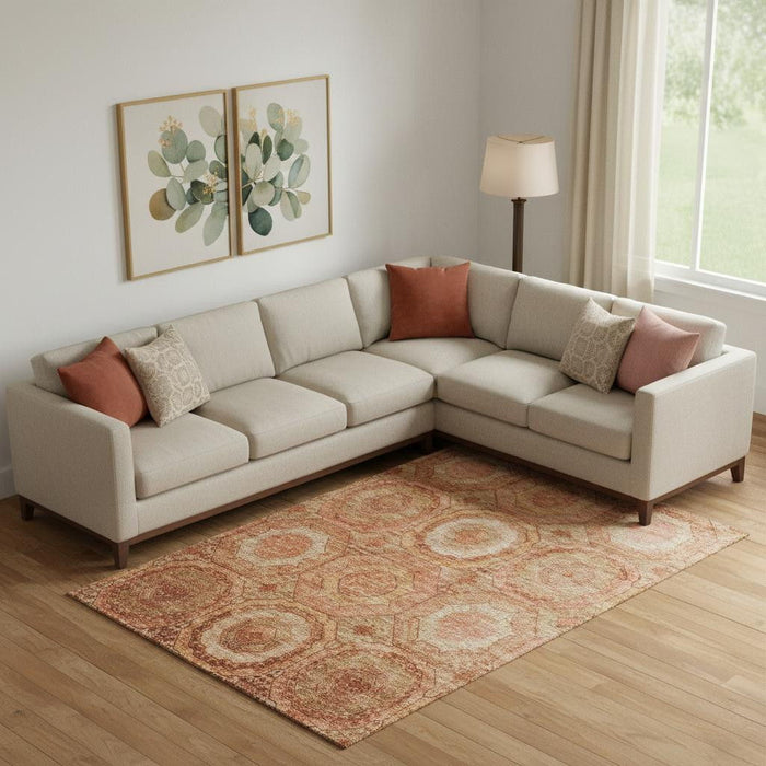 10' X 14' Geometric Washable Area Rug With UV Protection (716533) - Terra Cotta / Copper