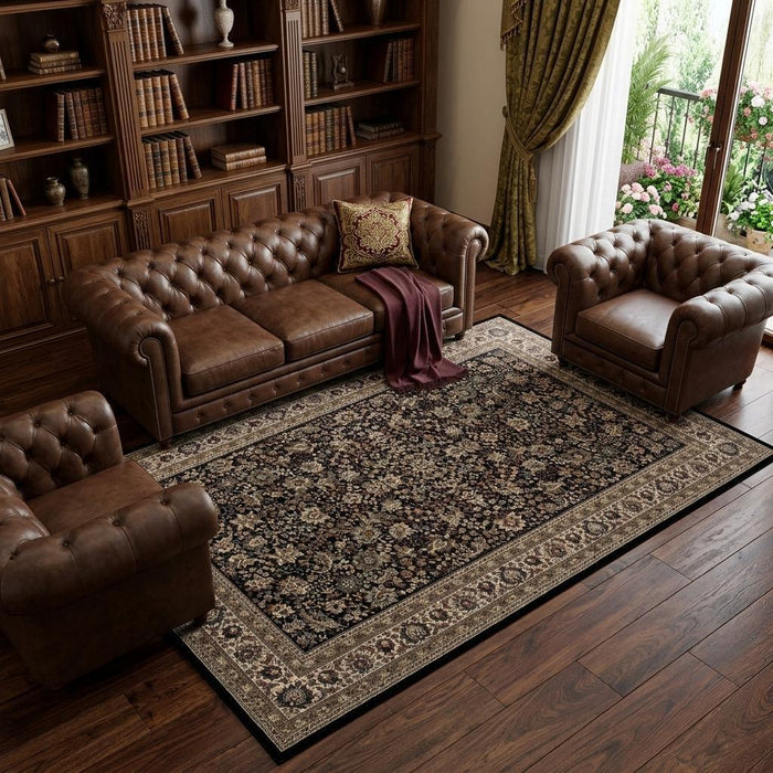 10' X 13' Oriental Area Rug (574341) - Black / Ivory