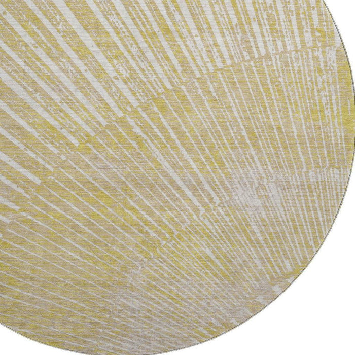 8' Geometric Washable Round Rug With UV Protection (648361) - Wheat / Beige