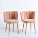 Set of 2 Giga modern dining chairs with wood-colored iron tube legs, cushioned seats, and comfortable backrests.