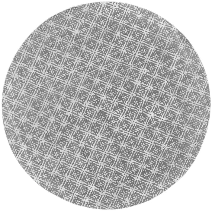 10' Round Wool Abstract Tufted Handmade Area Rug - Gray And Silver