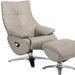 Gray genuine leather Tufted swivel recliner with matching Ottoman by HomeRoots, showcasing plush cushioning and modern design.