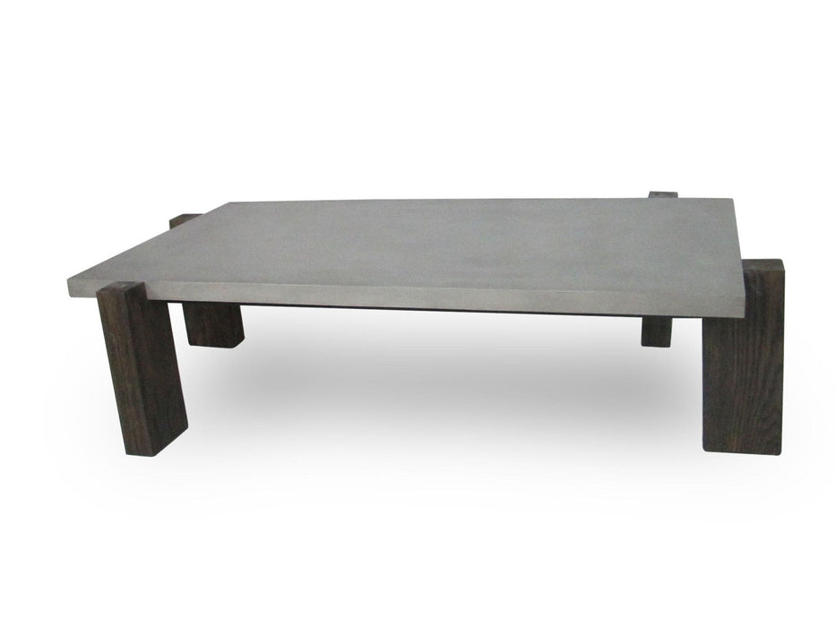 Concrete Rectangular Coffee Table - Walnut And Dark Gray