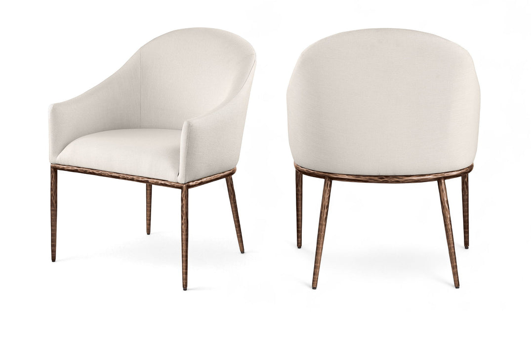 Ferro - Upholstered Dining Arm Chair With Brushed Bronze Legs