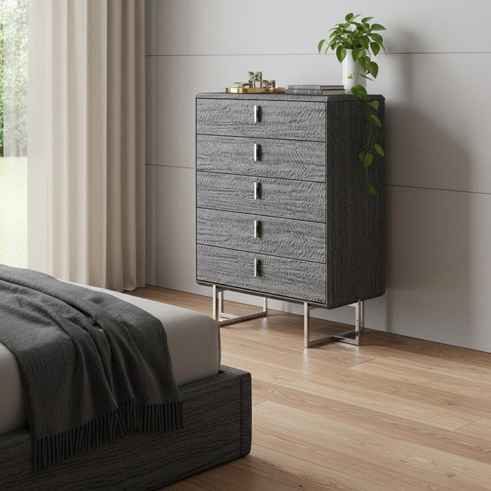 38" Wood Five Drawer Gentlemens Chest - Gray