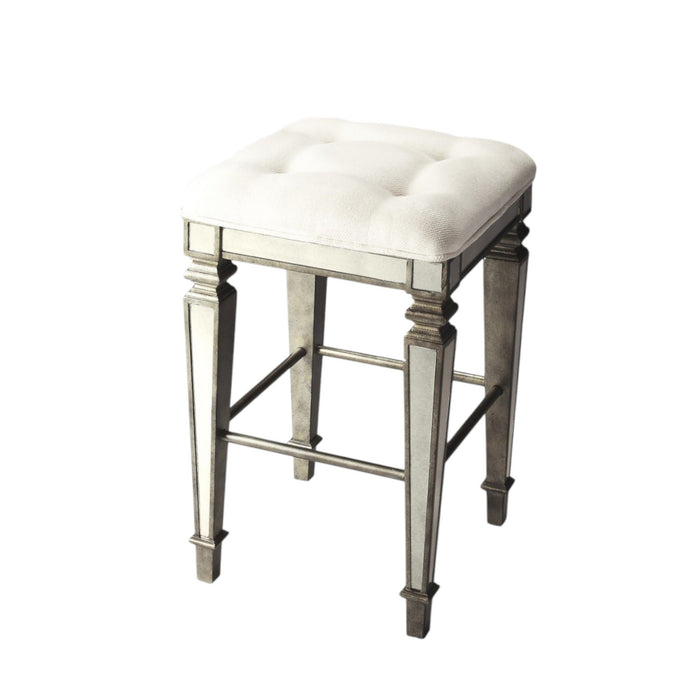 Backless Counter Height Bar Chair - White / Silver