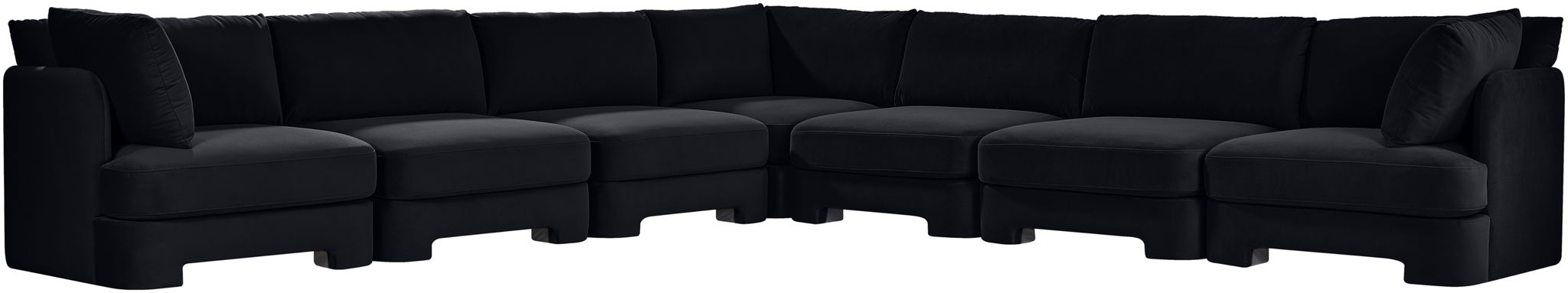 Meridian Furniture Hammond velvet performance fabric 7-piece corner sectional with plush cushions and modern design.