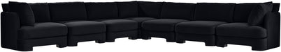 Meridian Furniture Hammond velvet performance fabric 7-piece corner sectional with plush cushions and modern design.