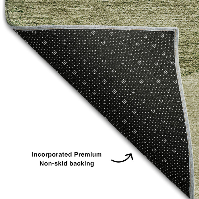 10' X 14' Geometric Washable Area Rug With UV Protection (654826) - Beige / Olive Green