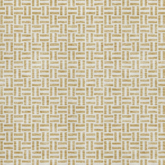 10' X 14' Geometric Washable Area Rug With UV Protection (672410) - Gold / Ivory