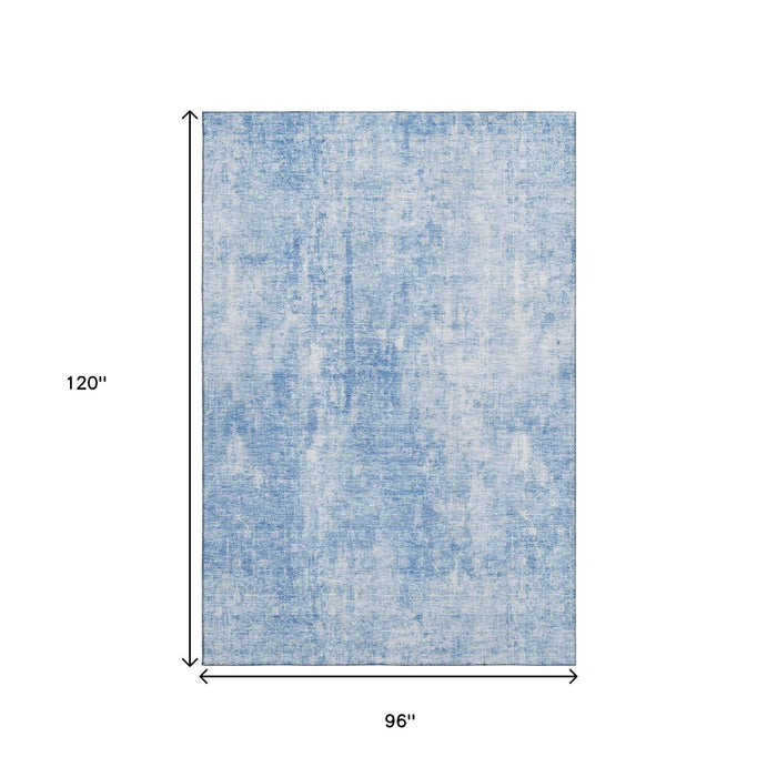 8' X 10' Abstract Washable Area Rug With UV Protection (654788) - Blue / Ivory