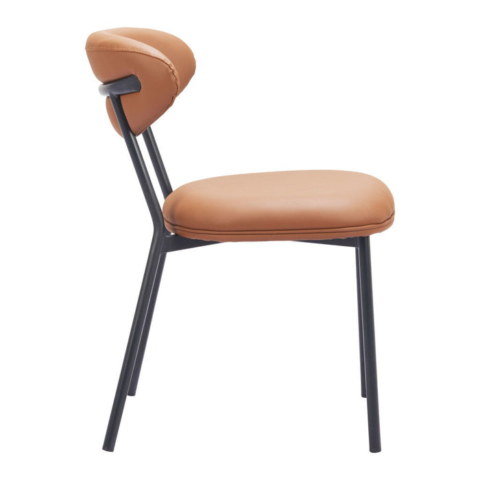 Upholstered Faux Leather Open Back Dining Side Chairs (Set of 2) - Brown