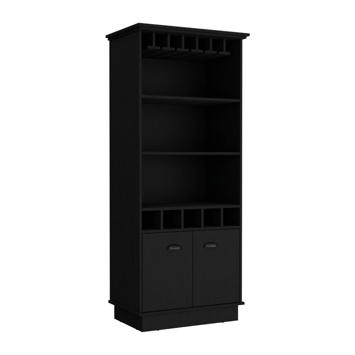 70" Wood Bar Cabinet With Two Doors - Black