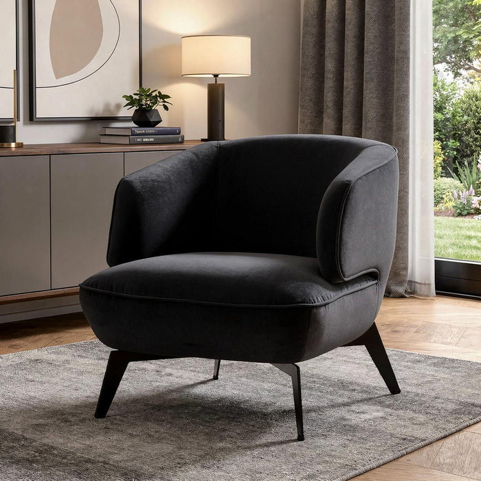 Velvet Steel Lounge Chair - Black / Steel