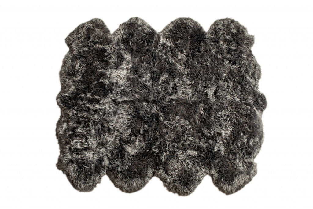 6' x 6' Wool Sheepskin Handmade Area Rug - Gray