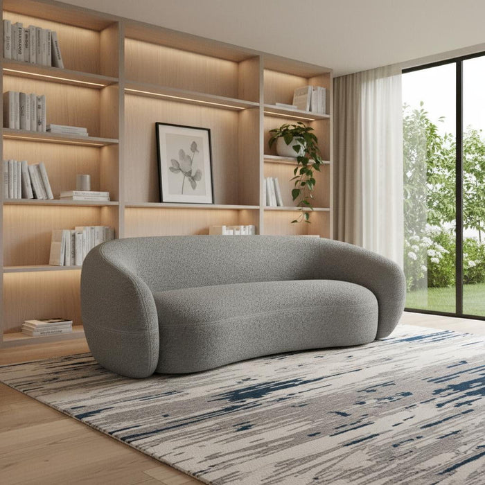 89" Fabric Sofa With Walnut Legs - Gray