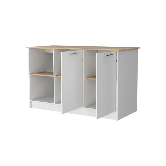 59" Kitchen Island With Storage - White