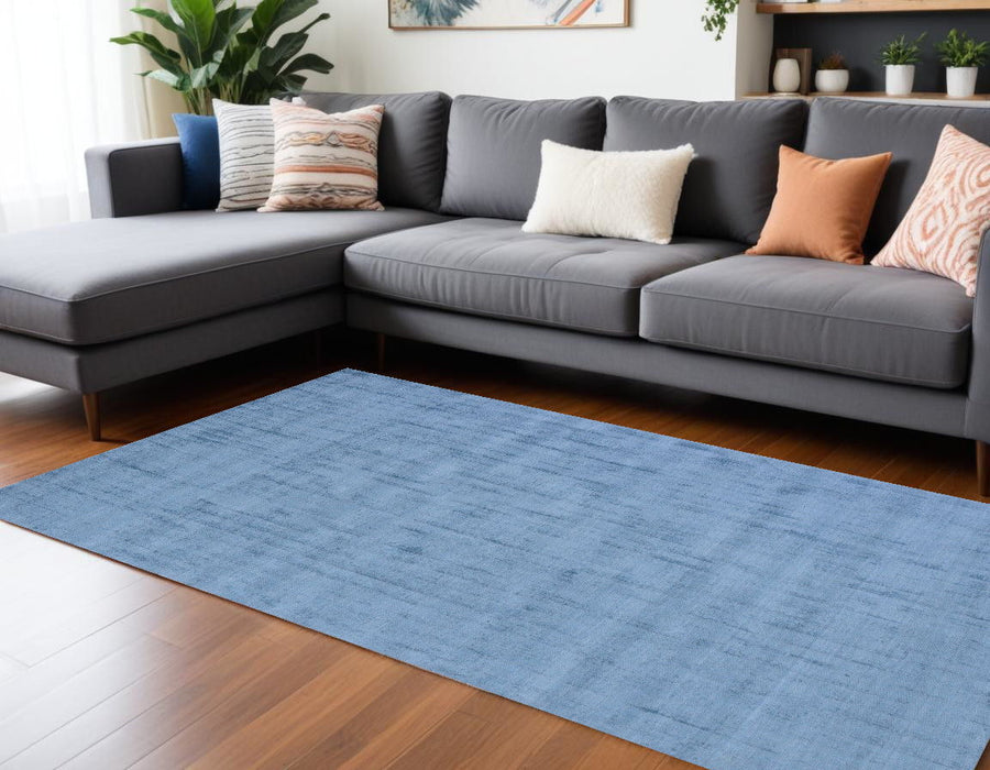 10' x 14' Hand Loomed Viscose Area Rug - Denim Blue