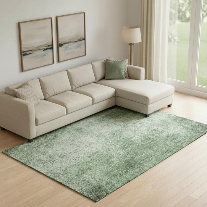 10' X 14' Abstract Washable Area Rug With UV Protection (707605) - Green / Gray