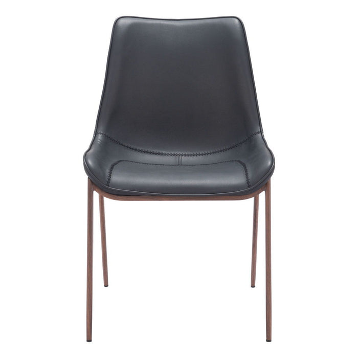 Upholstered Faux Leather Dining Side Chairs (Set of 2) - Black