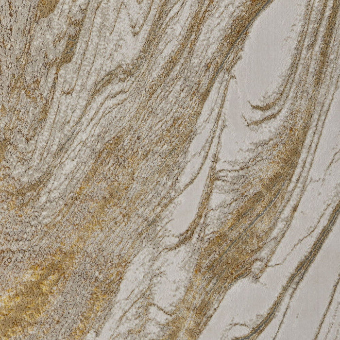 9' X 12' Abstract Area Rug - Ivory And Gold