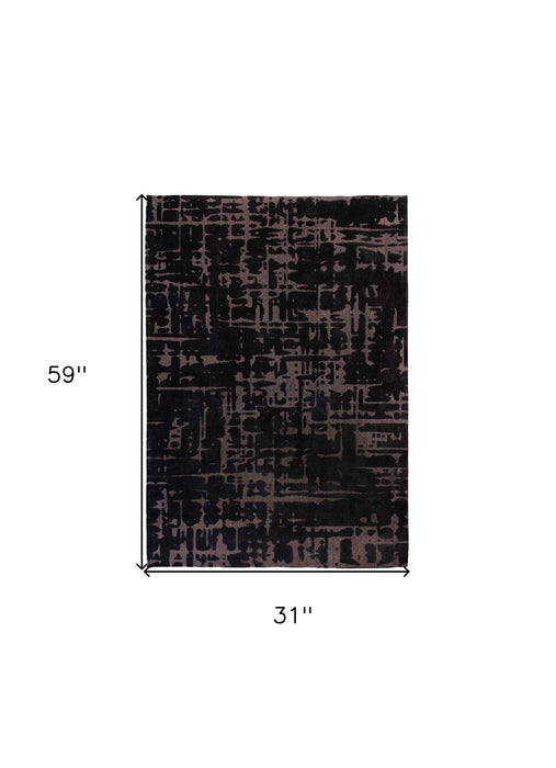 3' X 5' Abstract Washable Area Rug (548681) - Black / Gray