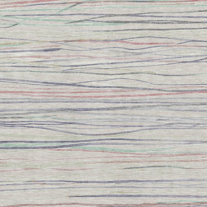 10' X 14' Striped Washable Area Rug With UV Protection (694707) - Beige / Pink / Purple