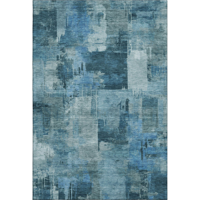 10' X 14' Abstract Washable Area Rug With UV Protection (717032) - Blue / Denim Blue