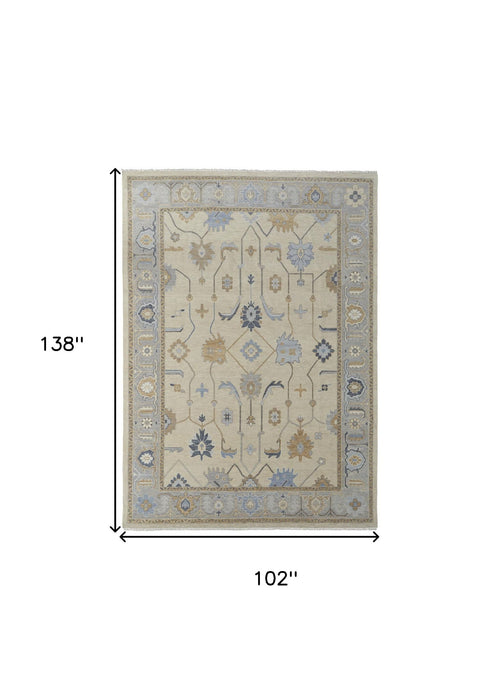 8' X 12' Wool Floral Hand Knotted Area Rug With Fringe - Gray