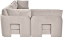 Meridian Furniture Hammond velvet performance fabric armless sectional with four pieces, modern stationary design, in a neutral color
