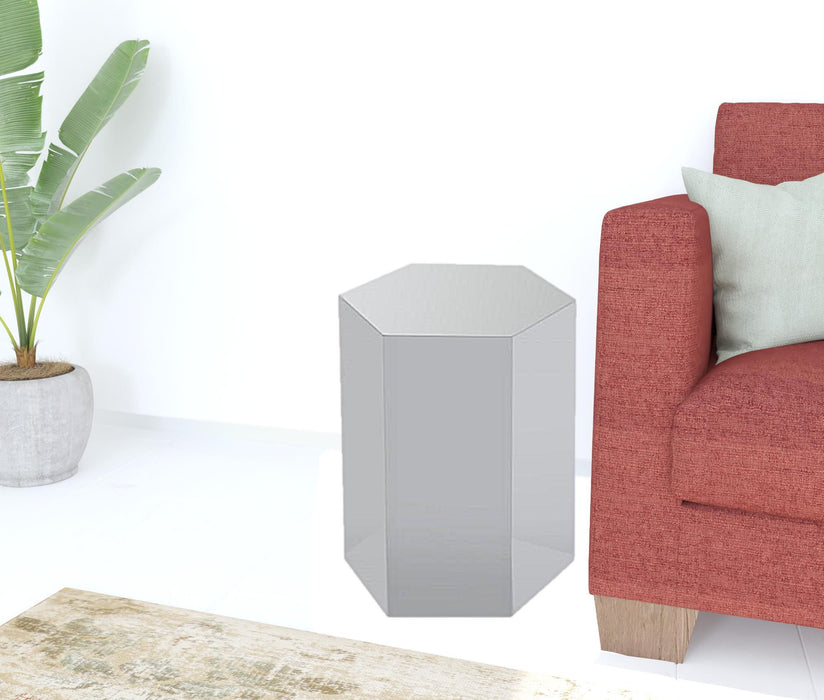 Manufactured Wood Hexagon End Table - Light Gray