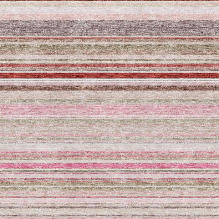10' X 14' Striped Washable Area Rug With UV Protection (677321) - Pink / Burgundy / Ivory