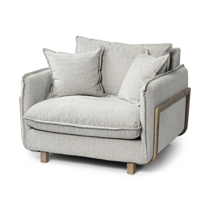 Fabric Arm Chair - Gray And Wood Brown