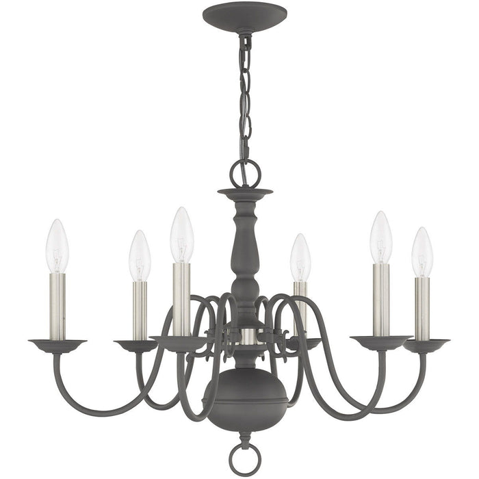 18" Six Light Dimmable Chandelier With Shades - Gray