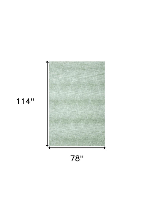 7' x 10' Geometric Power Loom Distressed Non Skid Area Rug - Green And Ivory
