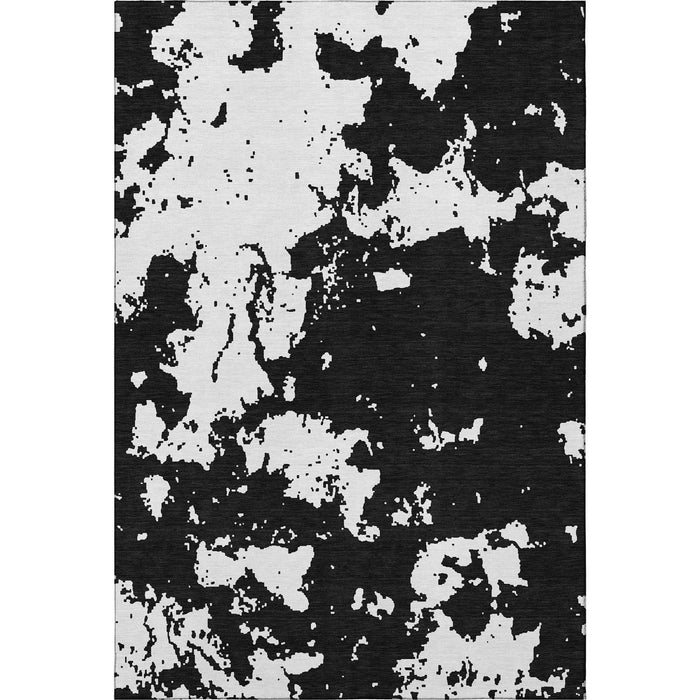 10' X 14' Abstract Washable Area Rug With UV Protection (671276) - Black / White