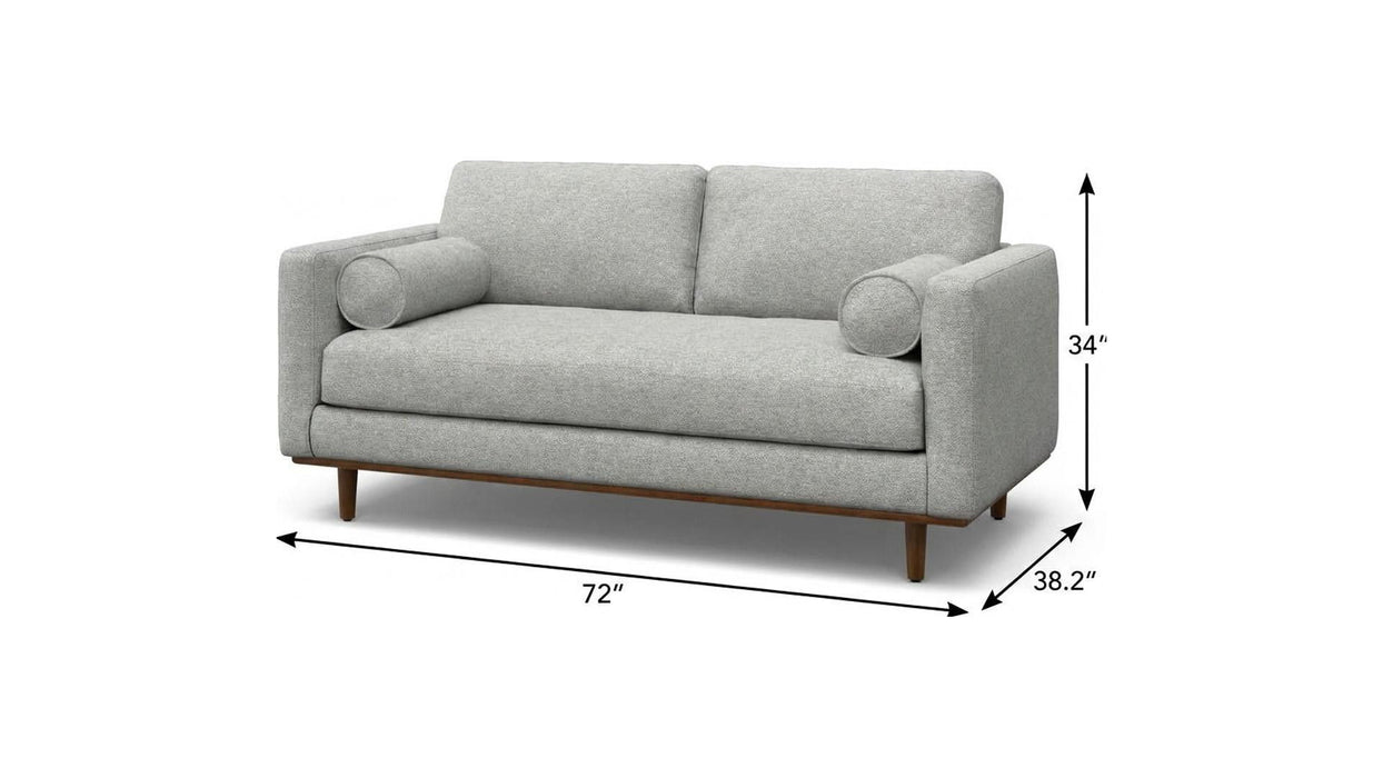 72" Fabric Sofa With Brown Legs - Gray