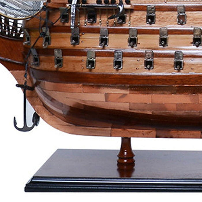 Hand Painted Model Boat (624649) - Dark Brown / Beige