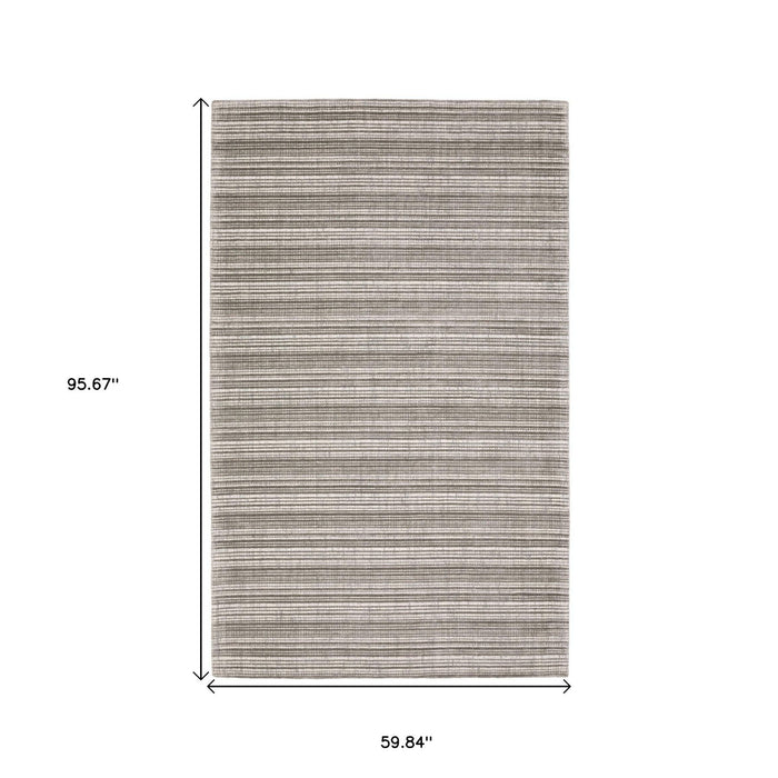 5' X 8' Striped Hand Tufted Area Rug - Gray And Ivory