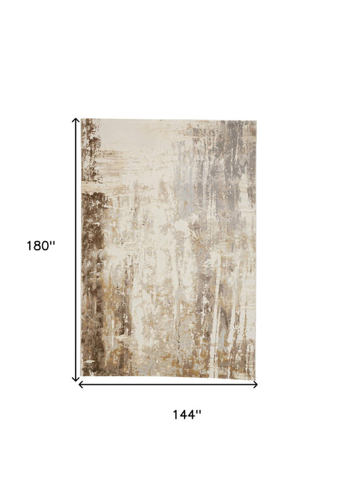 12' x 15' Abstract Area Rug - Tan Ivory And Gray