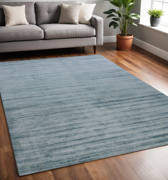 5' X 8' Striped Hand Woven Area Rug - Light Blue And Dark