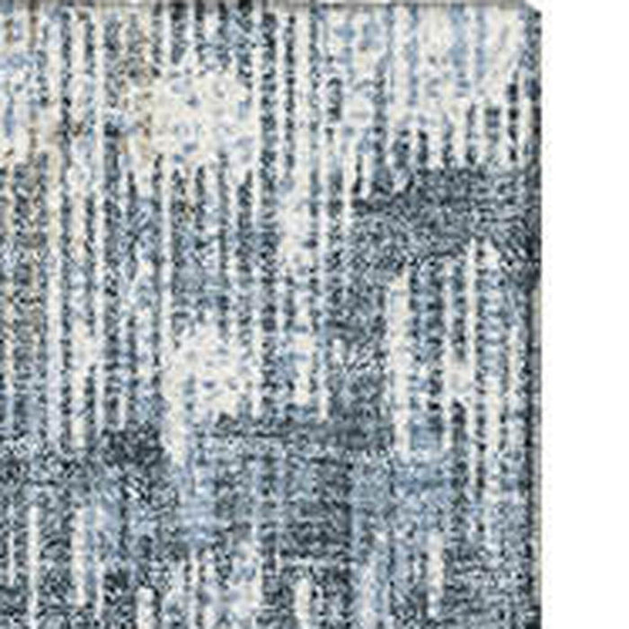 10' X 14' Geometric Washable Area Rug With UV Protection (710459) - Denim Blue / Ivory