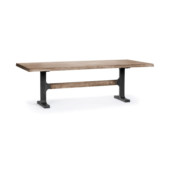 96" Solid Wood And Metal Trestle Base Dining Table - Brown