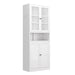 Giga white accent kitchen pantry cabinet with tall storage, adjustable shelves, and a heavy-duty stainless steel frame.