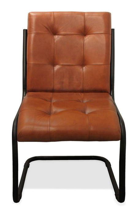Tufted Upholstered Leather Dining Side Chair - Black / Cinnamon