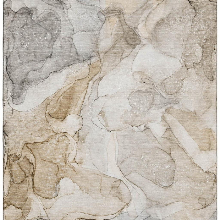 8' X 10' Abstract Washable Area Rug With UV Protection (647000) - Beige / Ivory
