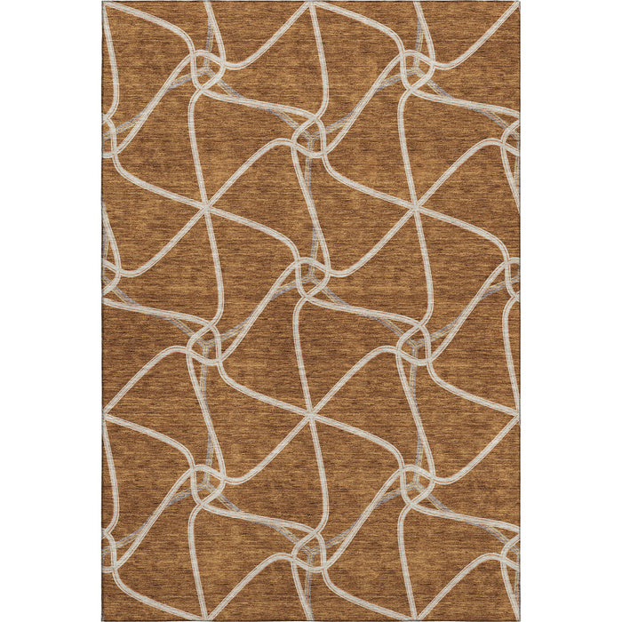 10' X 14' Geometric Washable Area Rug With UV Protection (675390) - Rust / Ivory
